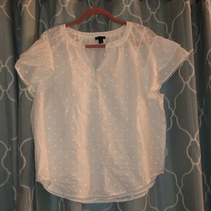 Ann Taylor Flutter Sleeve Dot Top